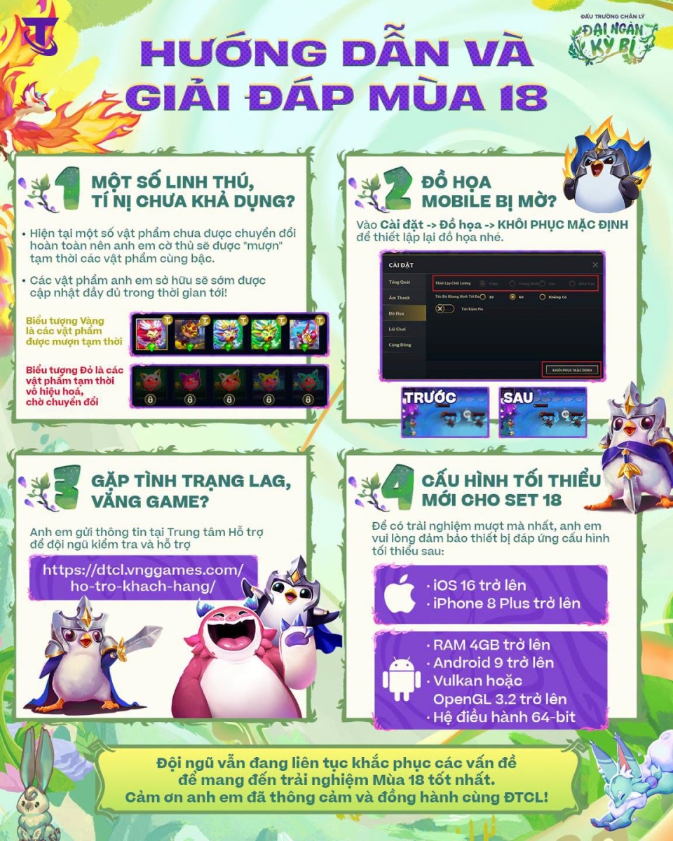 Giải quyết tất cả các lỗi thường gặp tại ĐTCL mùa 18