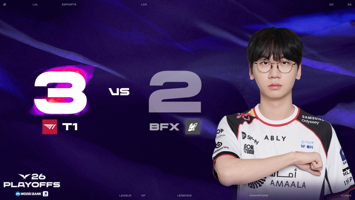 T1 ngược dòng nghẹt thở 3-2 BFX tại LCK Playoffs 2026: Doran hóa thần, Peyz Pentakill đưa T1 thoát hiểm