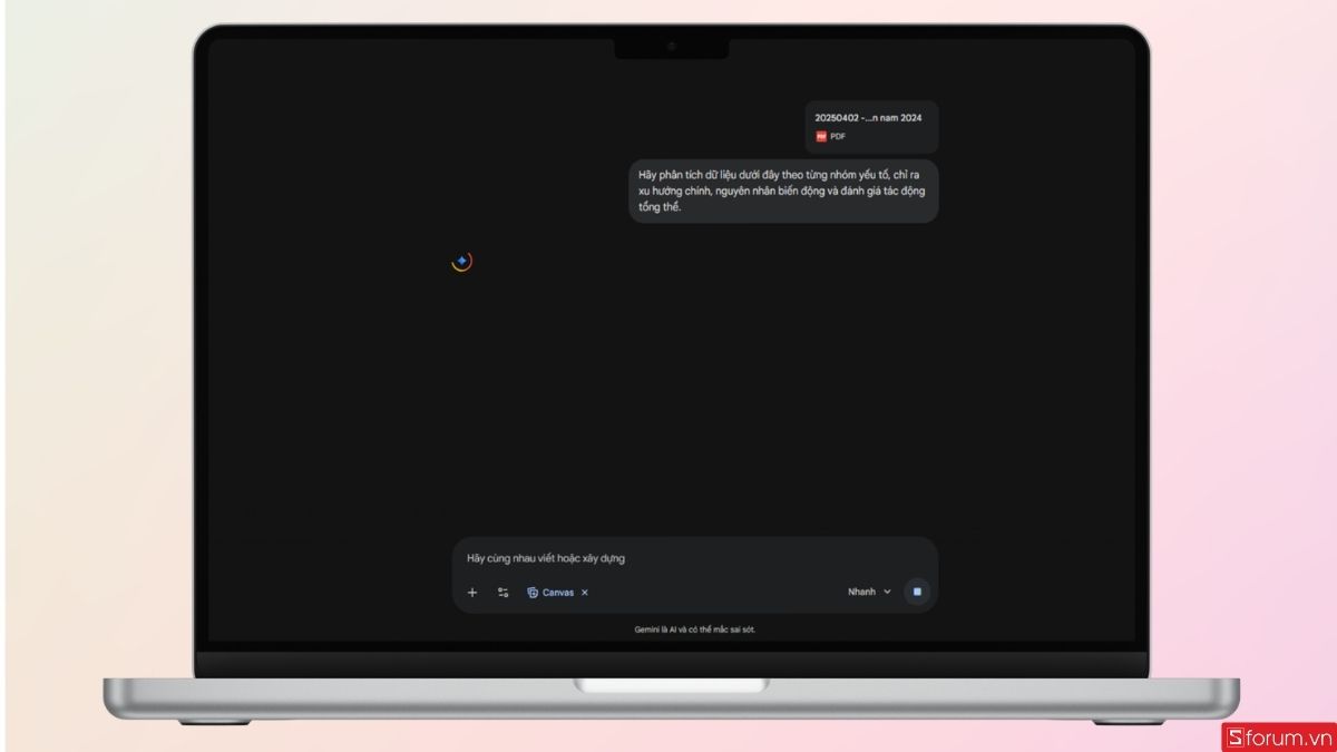 Gemini sẽ tiến hành xử lý báo cáo tài liệu