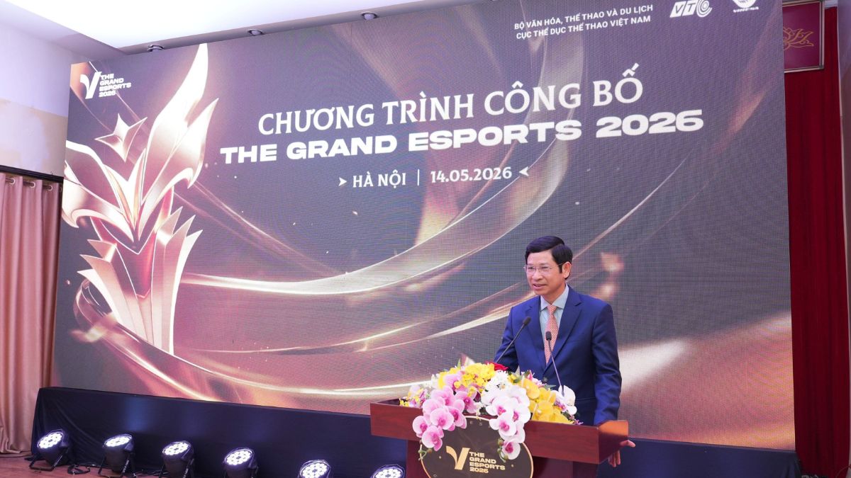 Thứ trưởng Bộ VHTT&DL Hồ An Phong phát biểu tại sự kiện. công bố The Grand Esports