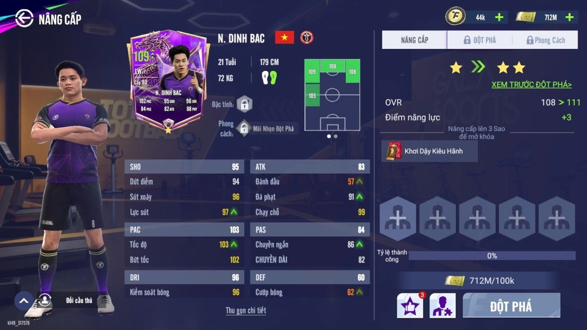 Thẻ chơi của cầu thủ Nguyễn Đình Bắc