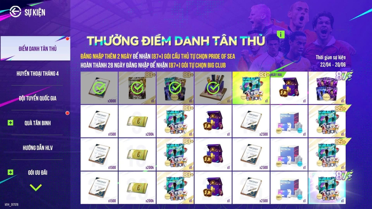 Chương trình điểm danh tân thủ với nhiều phần quà thú vị