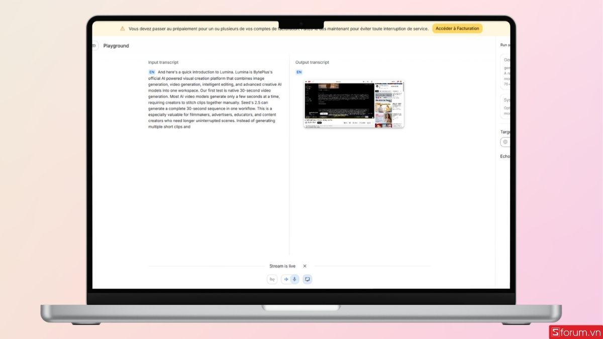 Google AI Studio sẽ tiến hành dịch theo yêu cầu ngôn ngữ bạn đã chọn