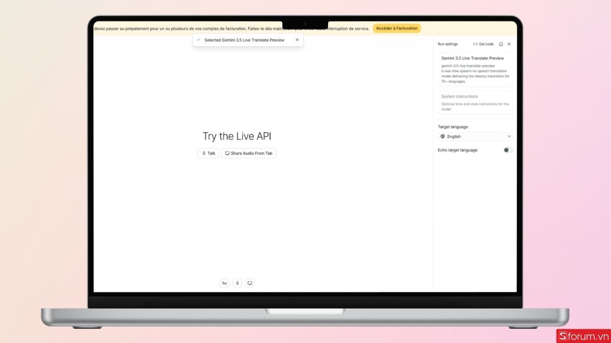 Nhấn vào Share Audio From Tab để tiếp tục