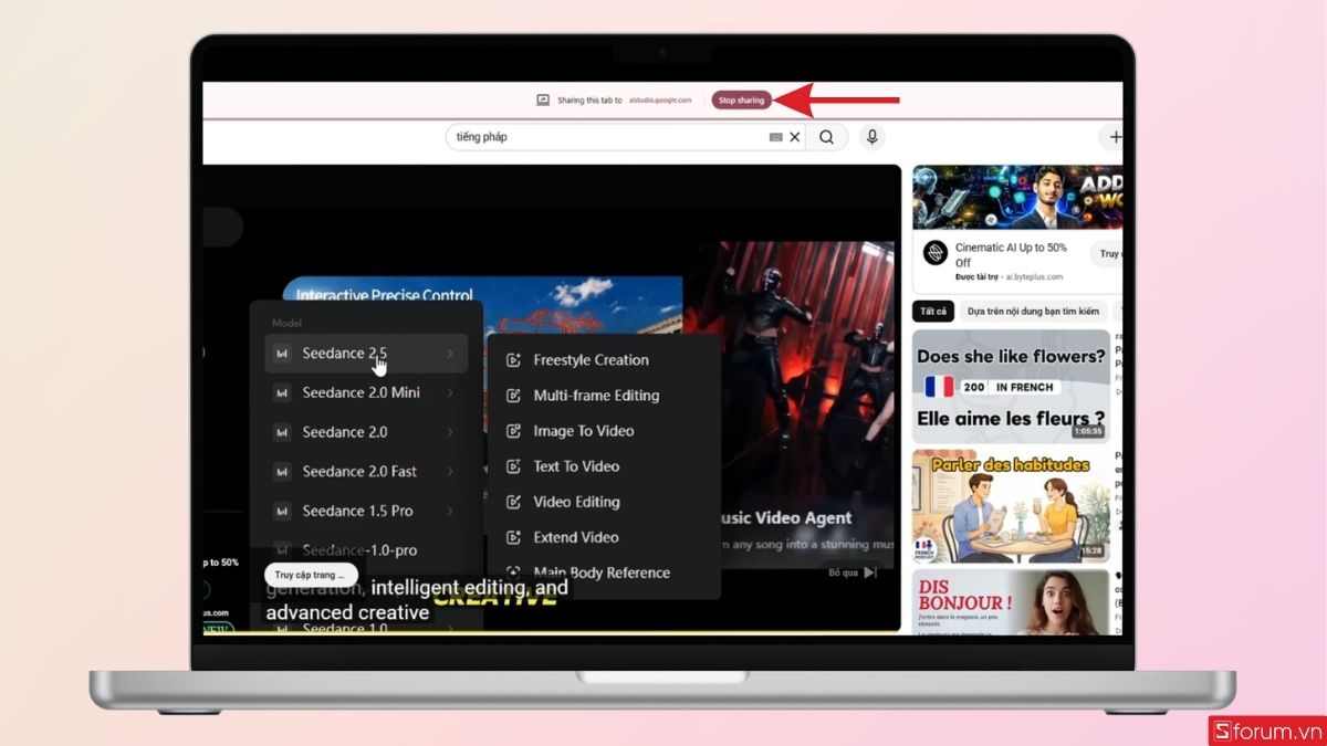 Nhấn vào Stop Sharing để dừng dịch