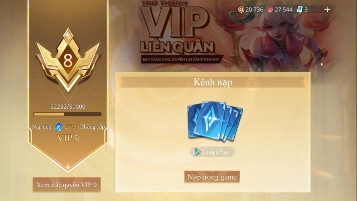 VIP 8 Liên Quân bao nhiêu tiền và mốc Quân Huy cần đạt