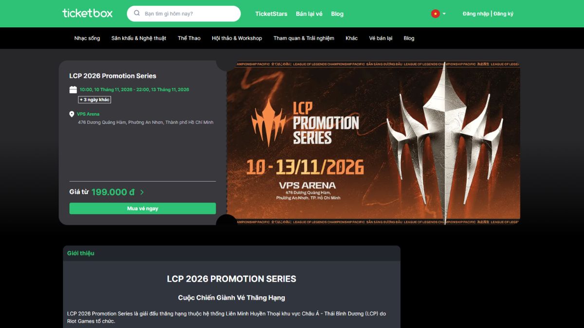 Đặt vé xem tại Ticketbox