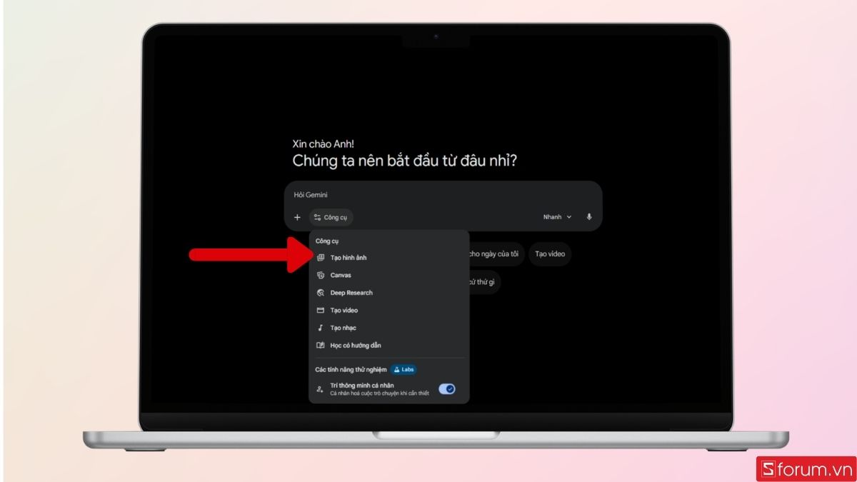 Mở chế độ tạo hình ảnh