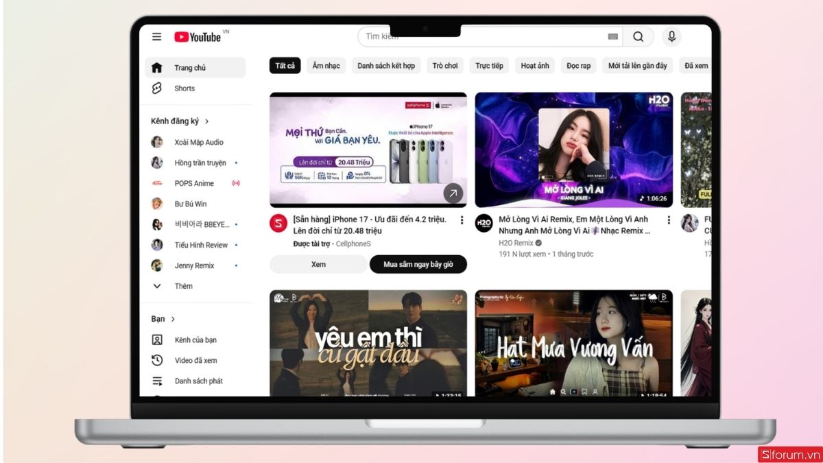 Đăng nhập tài khoản YouTuBe của bạn