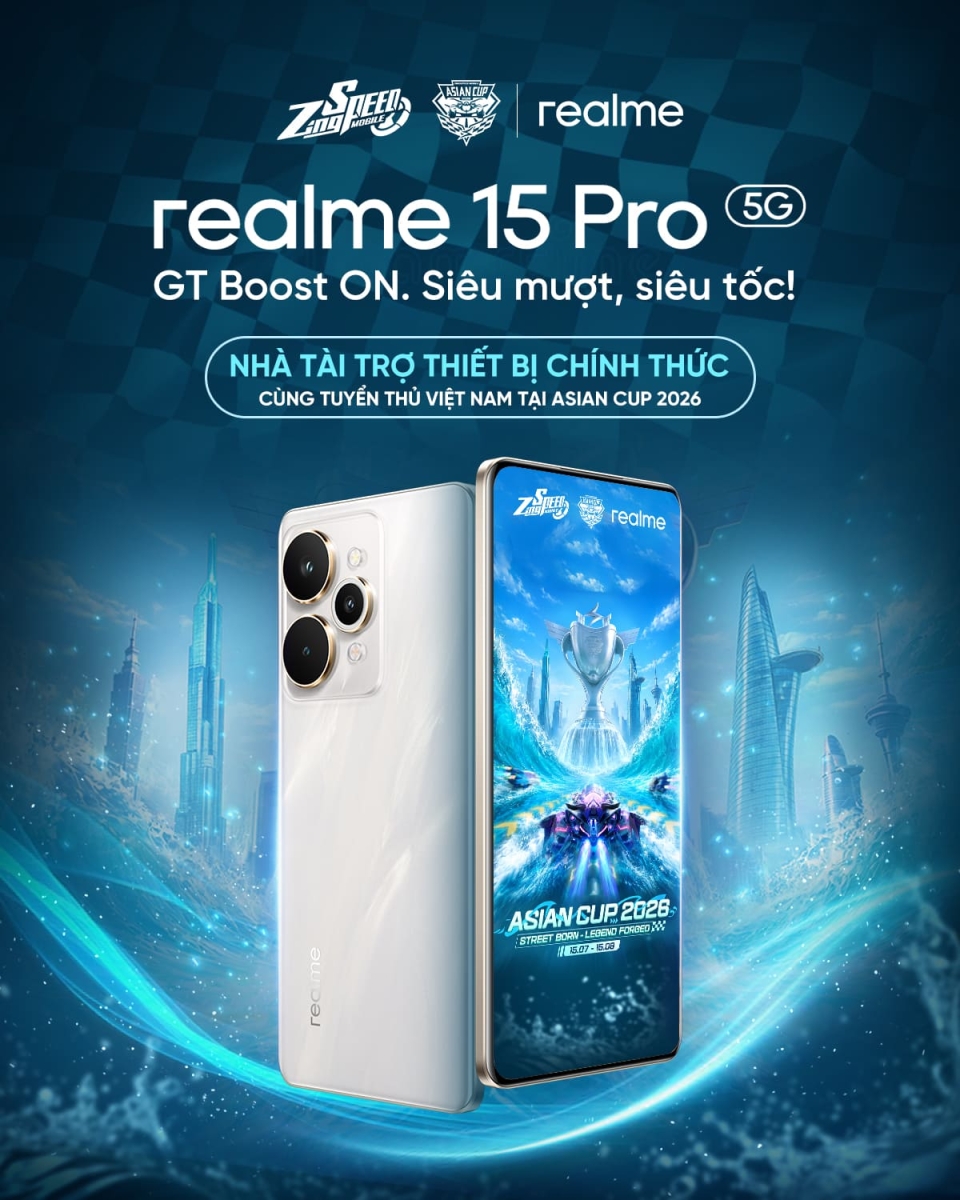realme 15 Pro sẽ cùng tuyển thủ Việt Nam thi đấu tại Asian Cup 2026