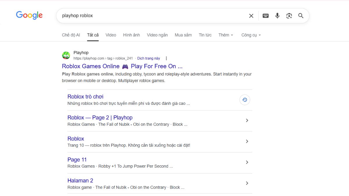 Tìm và truy cập trang web Playhop 