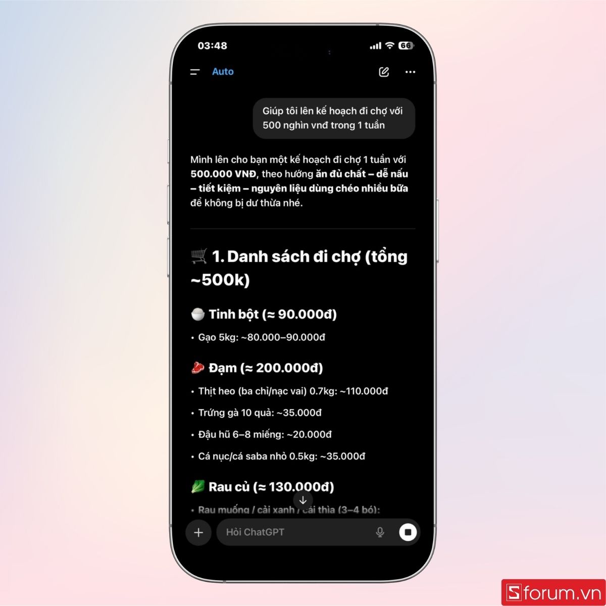 Prompt hỗ trợ tài chính và sinh hoạt