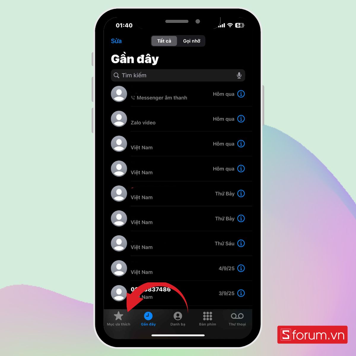 Quay số nhanh trên iPhone bằng mục ưa thích - bước 1