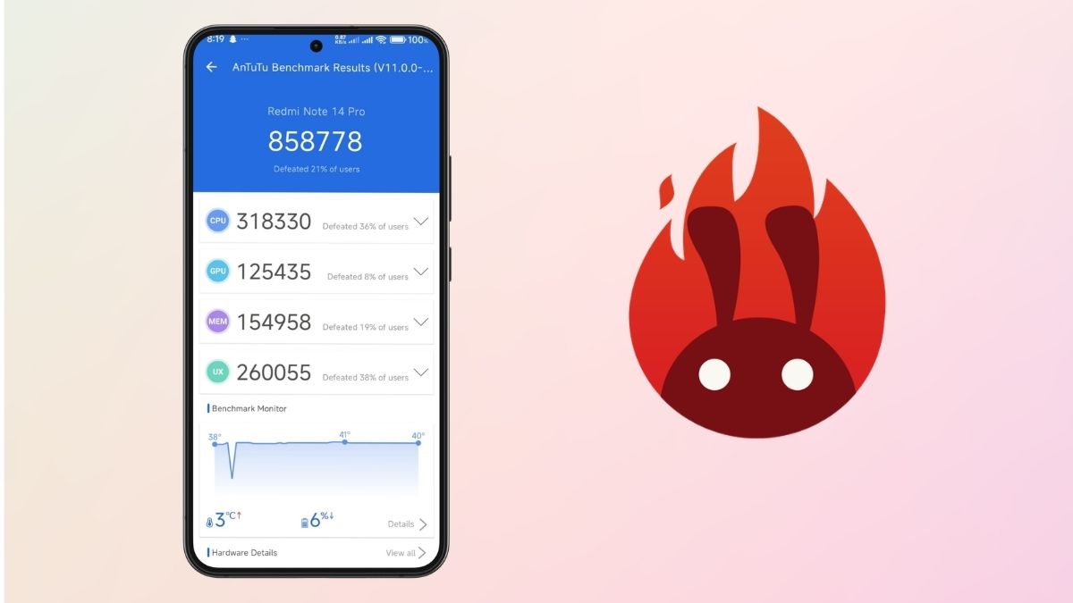 Redmi Note 14 Pro AnTuTu ghi nhận được là 858,778 điểm