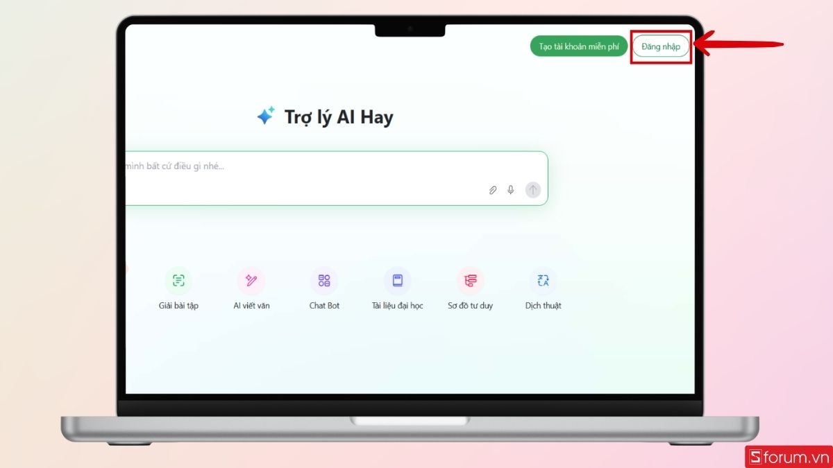 Nhấn vào đây để đăng nhập tài khoản AI Hay