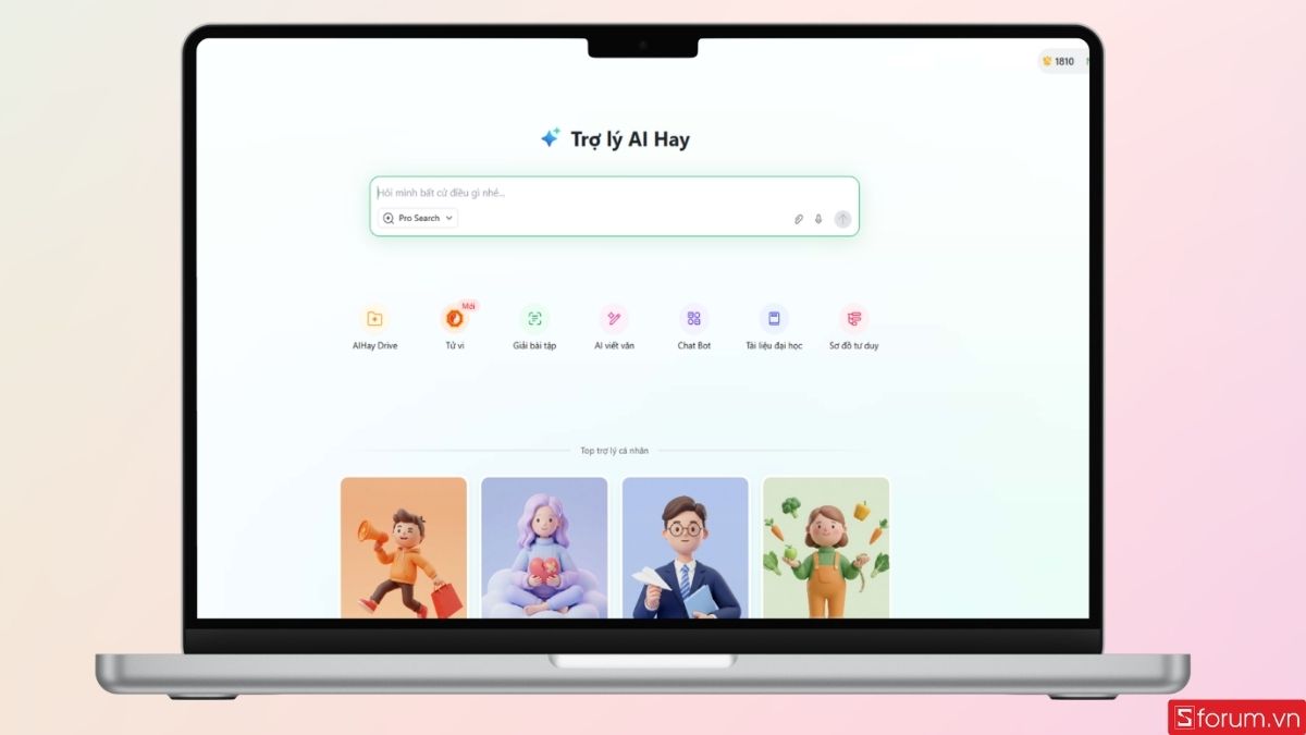 Giao diện chính của nền tảng AI Hay