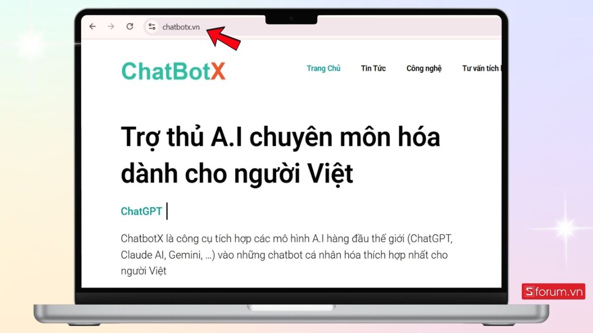 Truy cập vào trang web ChatBotX