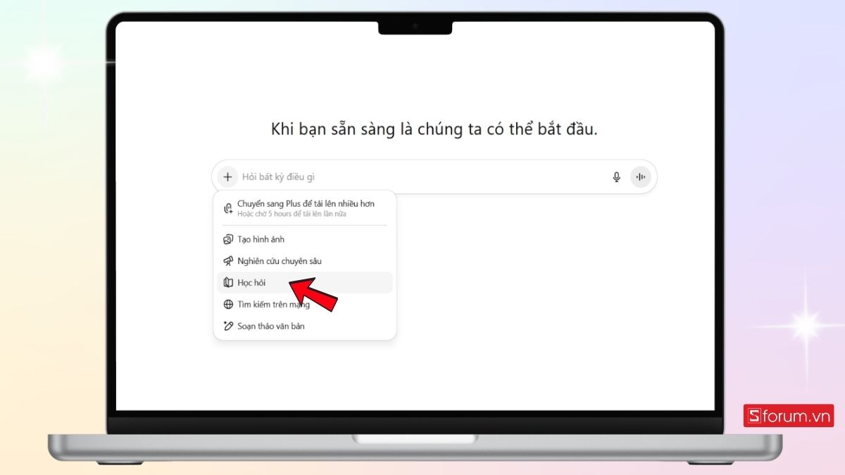 Chọn mục Học hỏi