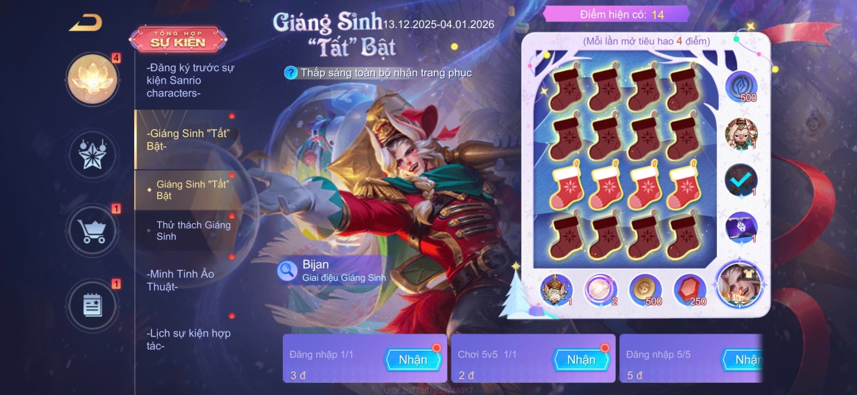 Sự kiện Giáng Sinh Tất Bật nhận skin Bijan miễn phí