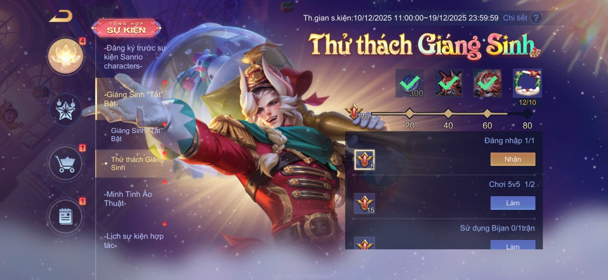 Sự kiện Thử Thách Giáng Sinh nhật các vật phẩm cực xịn