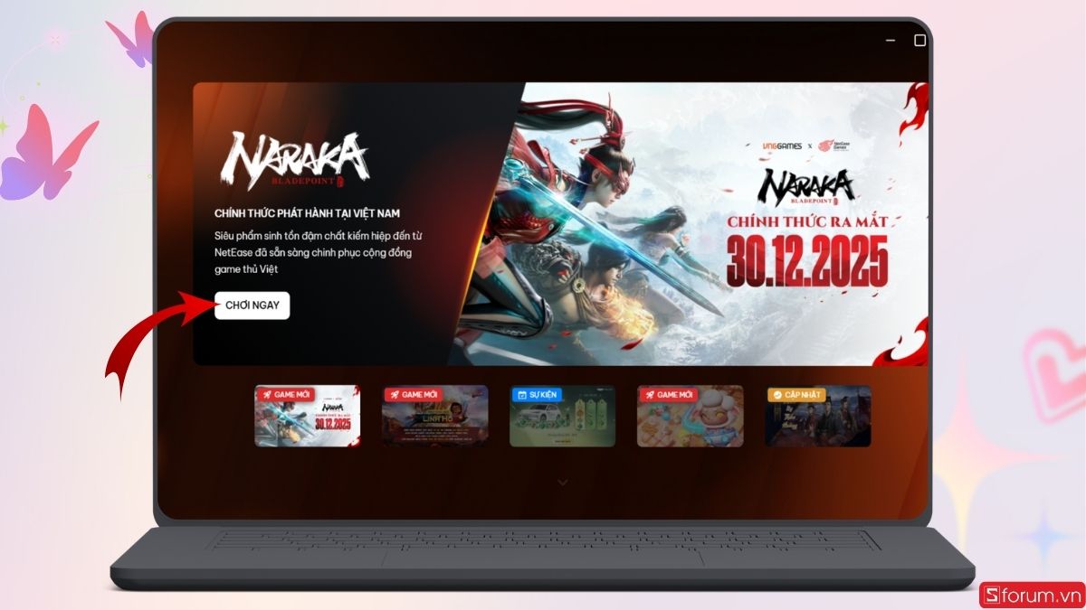 Nhấn chọn Naraka: Bladepoint trên trang chủ