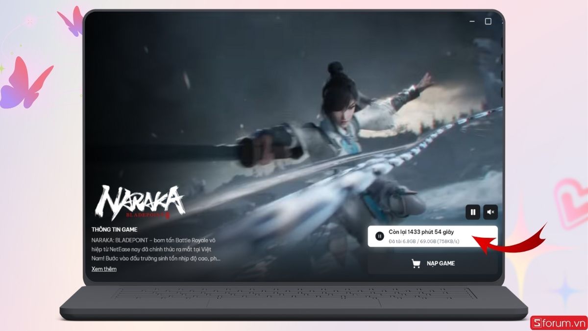 Nhấn tải dữ liệu game