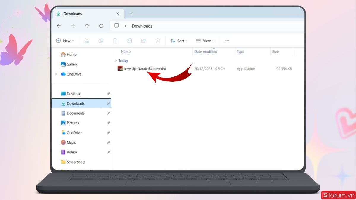 Mở file launcher vừa tải