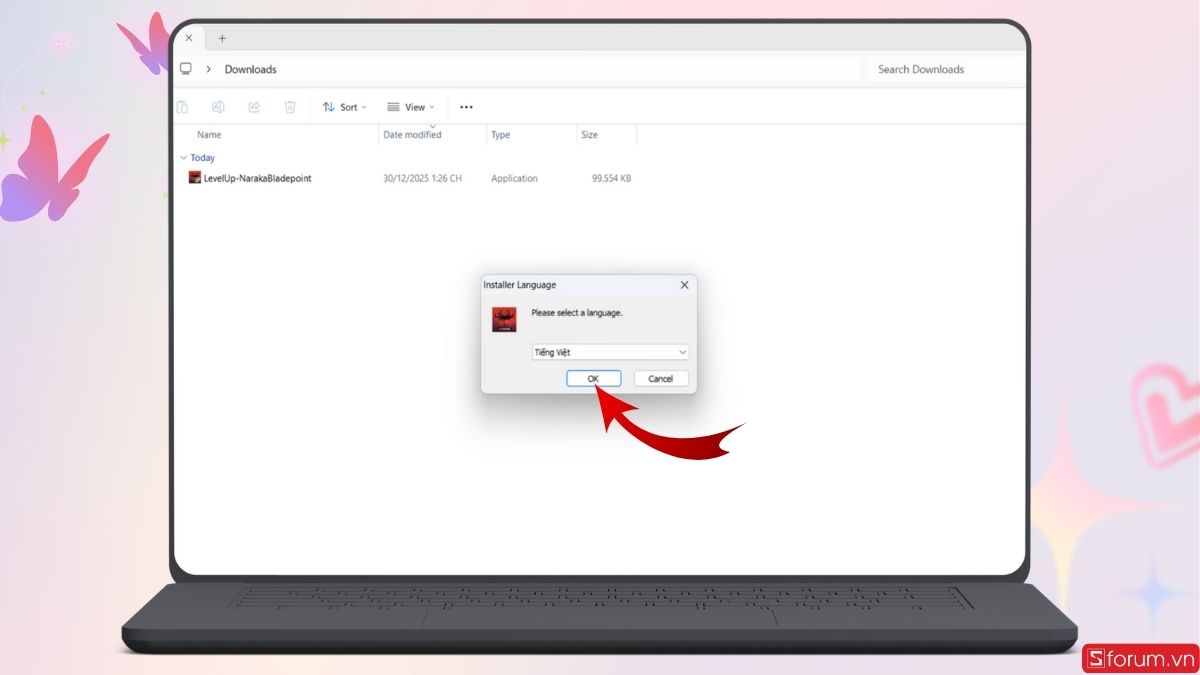 Chọn ngôn ngữ bạn muốn cài đặt
