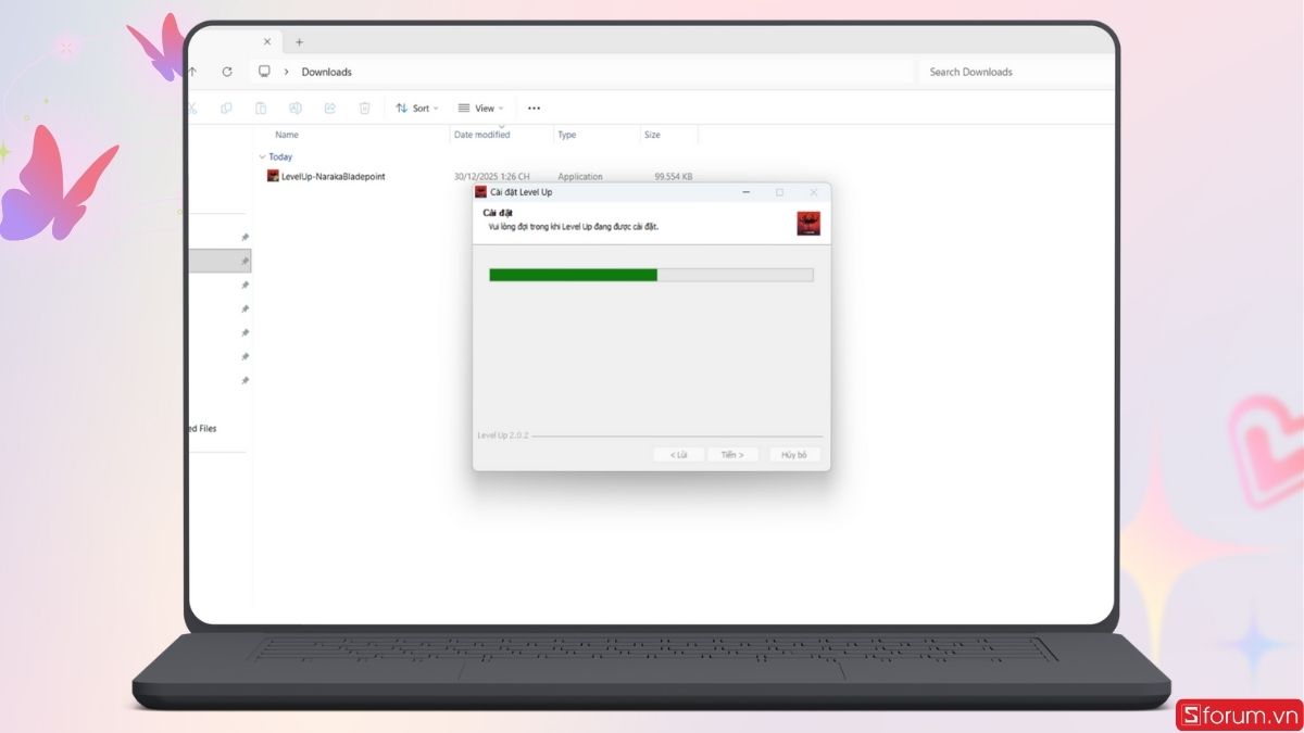 Chờ hệ thống cài đặt game vào máy
