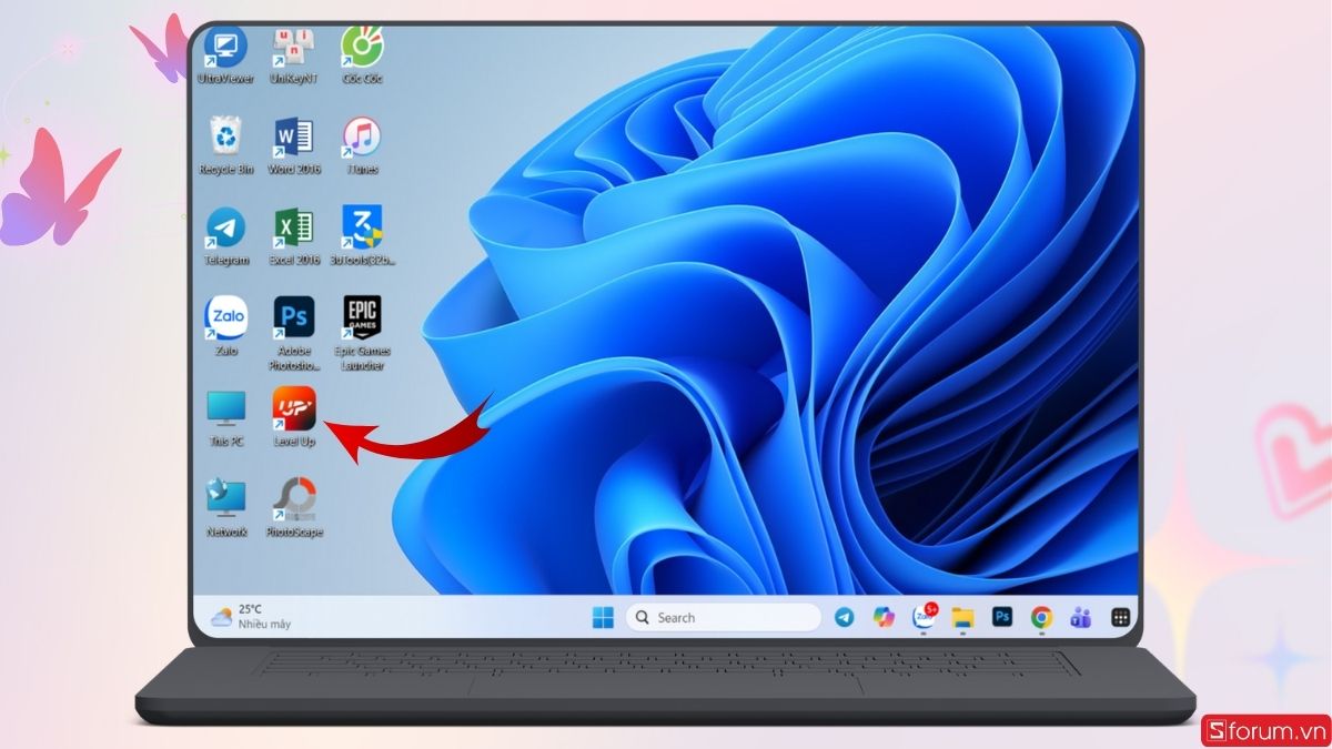 File launcher sẽ hiện ở khu vực Desktop
