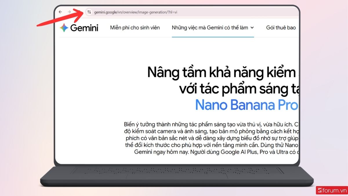 Truy cập trang web Gemini