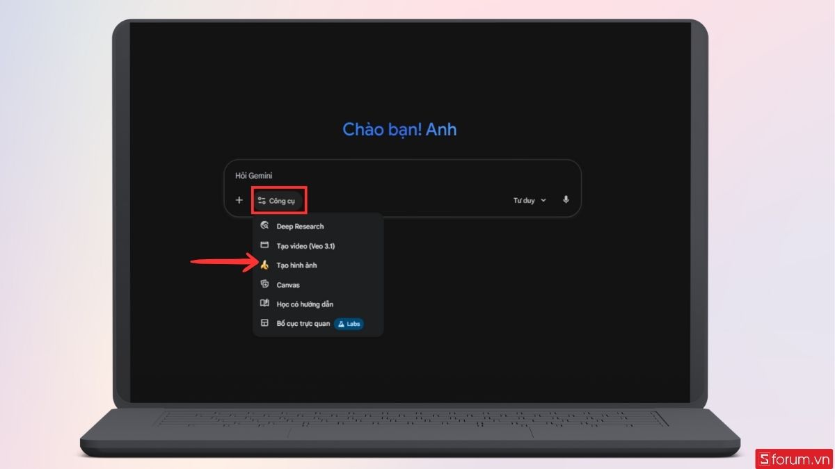 Chuyển sang chế độ Tạo hình ảnh