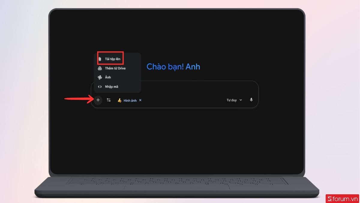Tải ảnh lên Gemini