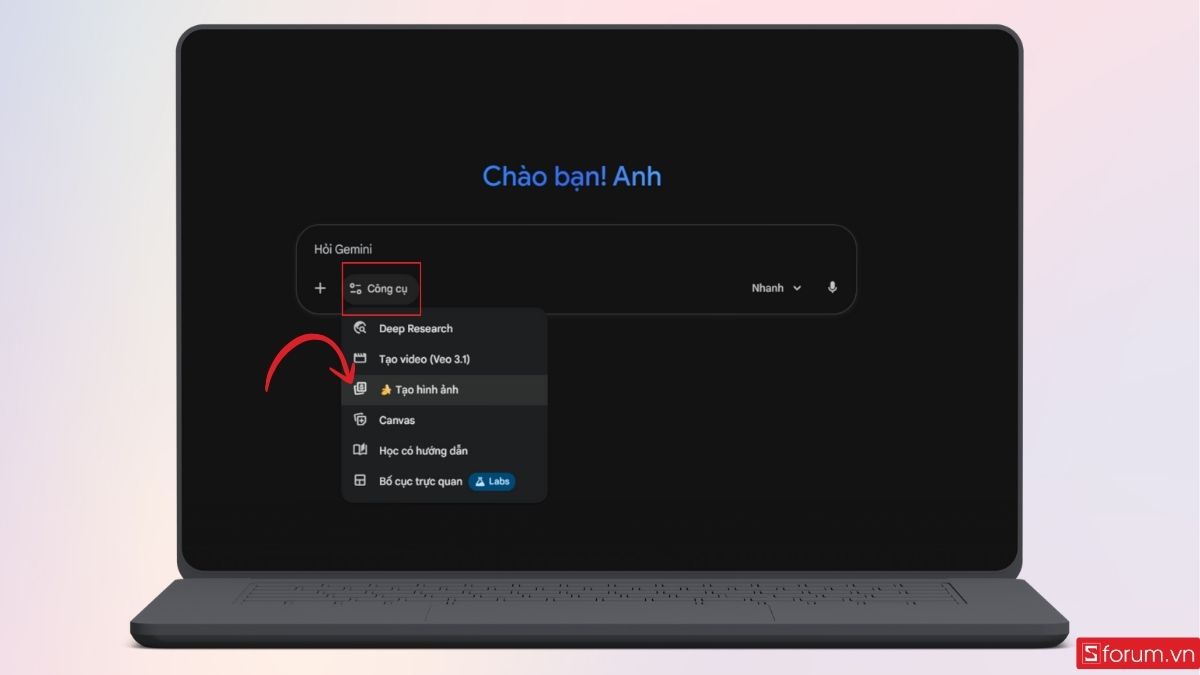 Tạo hình ảnh trong mục công cụ