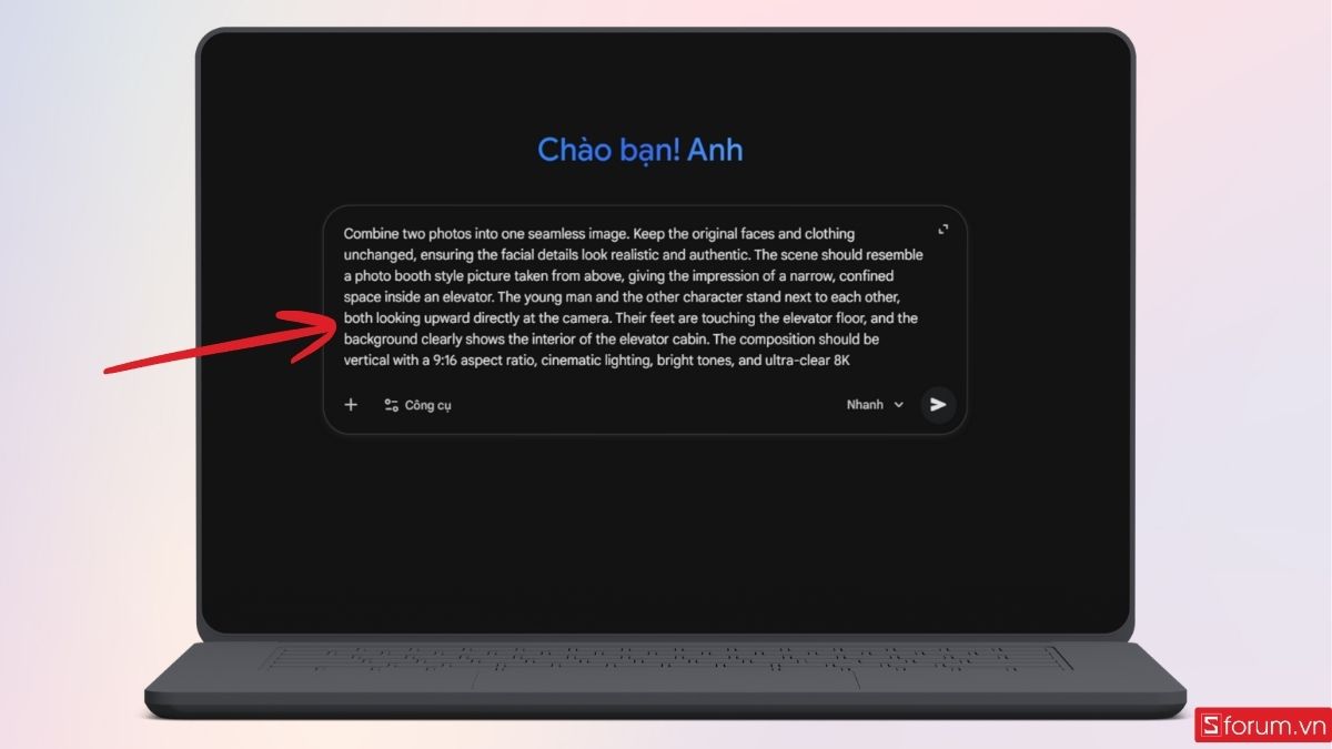 Nhập prompt cụ thể để đưa ra yêu cầu tạo hình ảnh