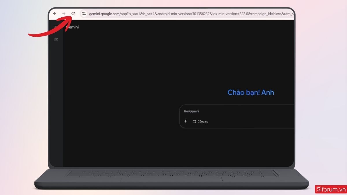 Truy cập vào trang web của Gemini