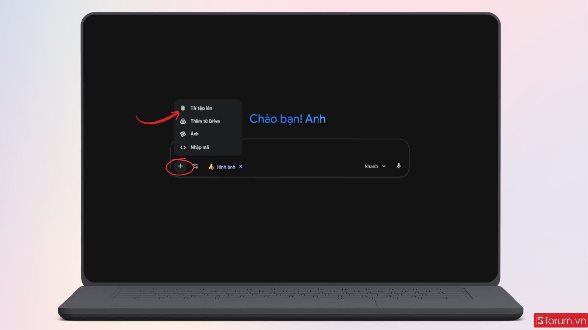 Tải ảnh từ máy lên Gemini