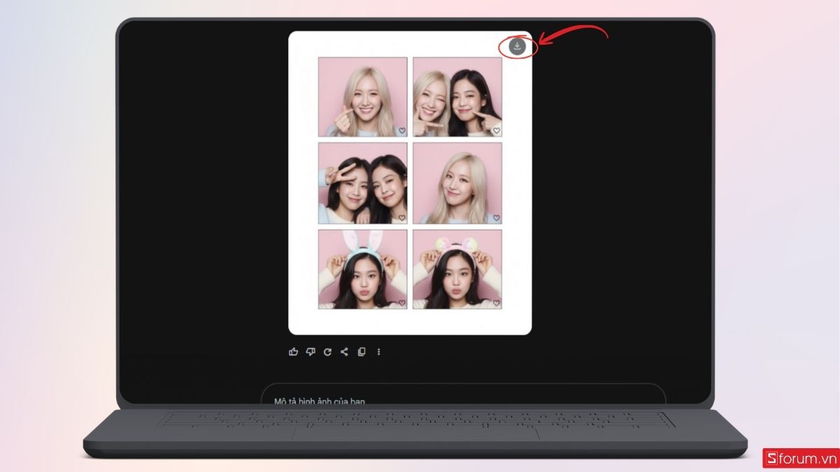 Nhấn vào biểu tượng như hình để tải ảnh về