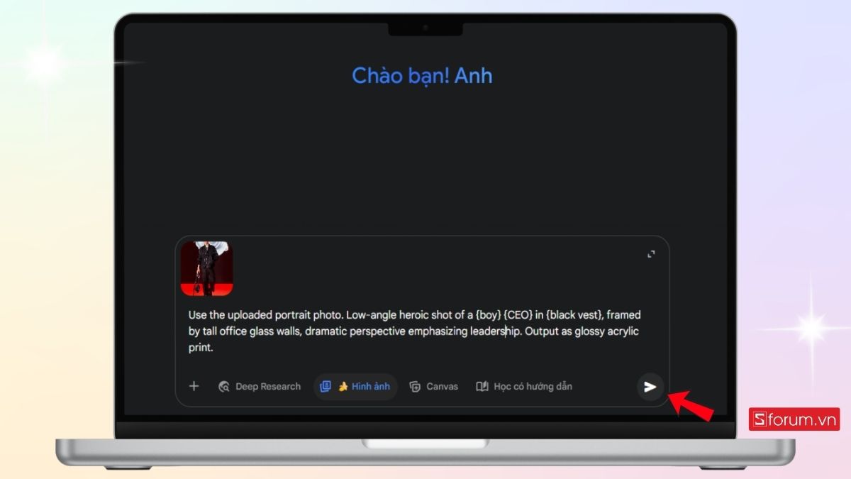 Dán đoạn prompt vào Gemini để yêu cầu AI tạo ảnh