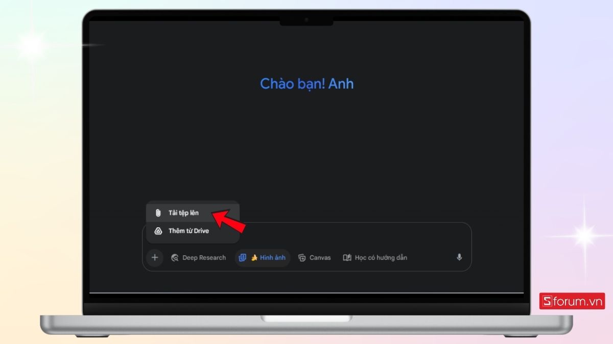 Tải hình gốc lên Gemini để tạo ảnh