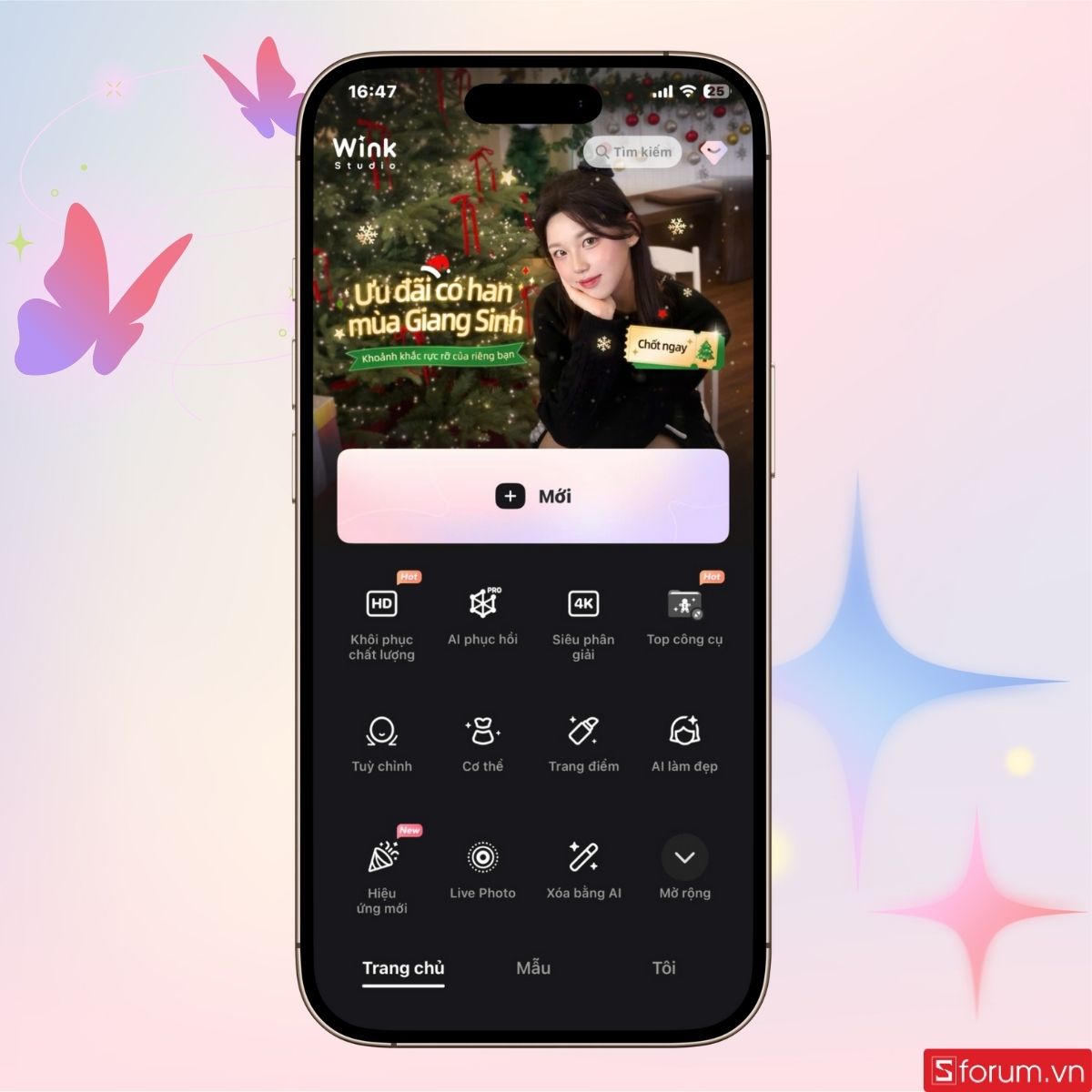 Giao diện chính của ứng dụng Wink