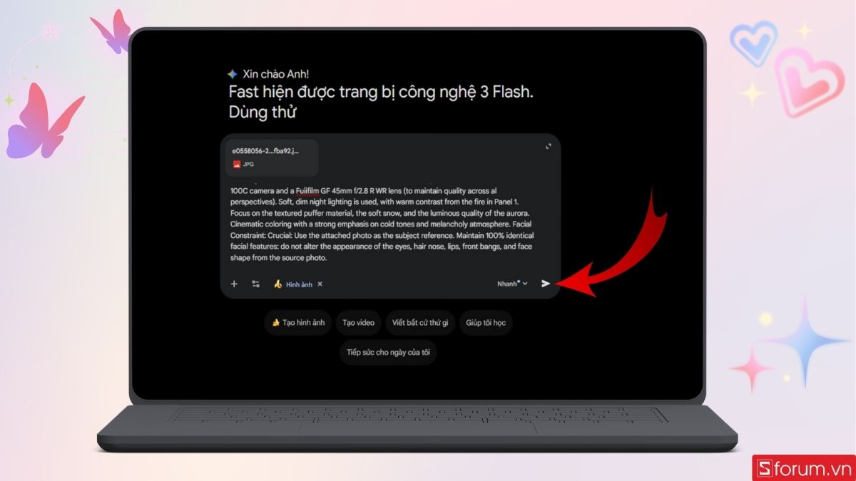 Nhấn Gửi để yêu cầu AI xử lý hình ảnh