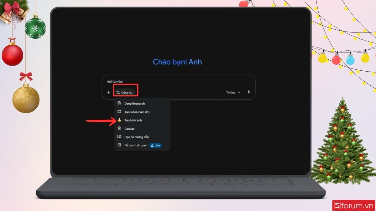 Chuyển sang mục Tạo hình ảnh trong Công cụ