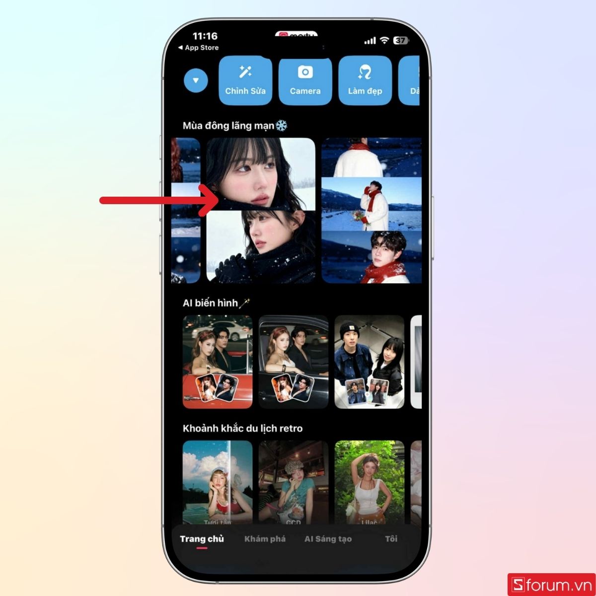 Lướt và chọn bộ lọc phù hợp 