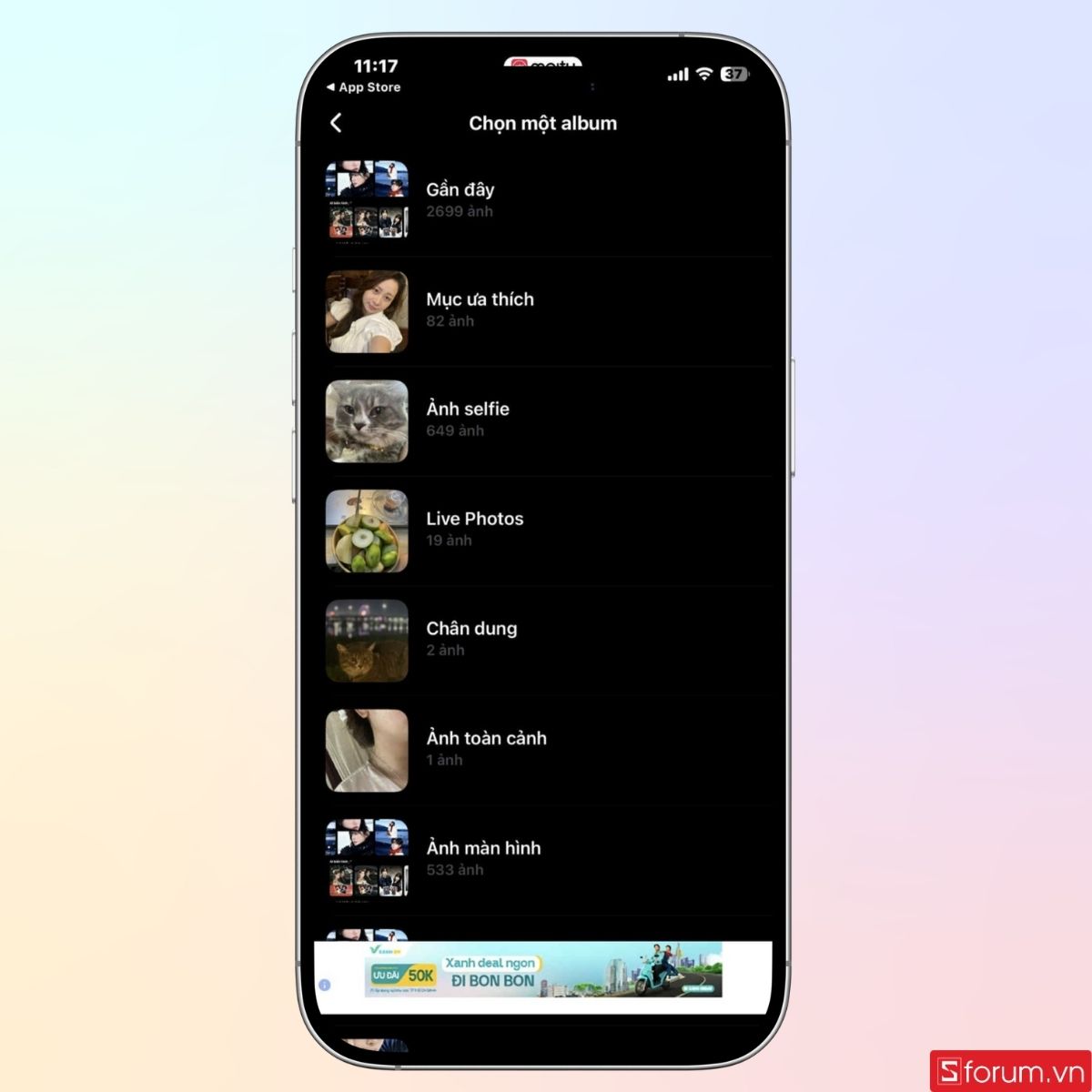 Tải một ảnh từ album của bạn