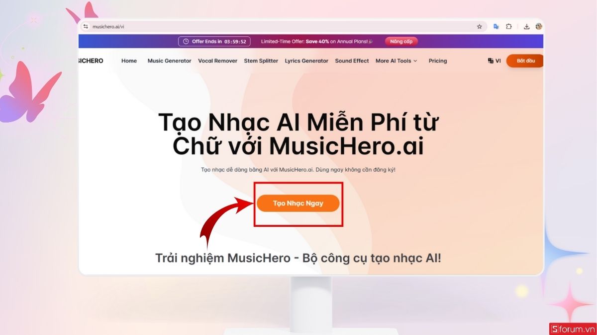 Nhấn vào Tạo nhạc ngay