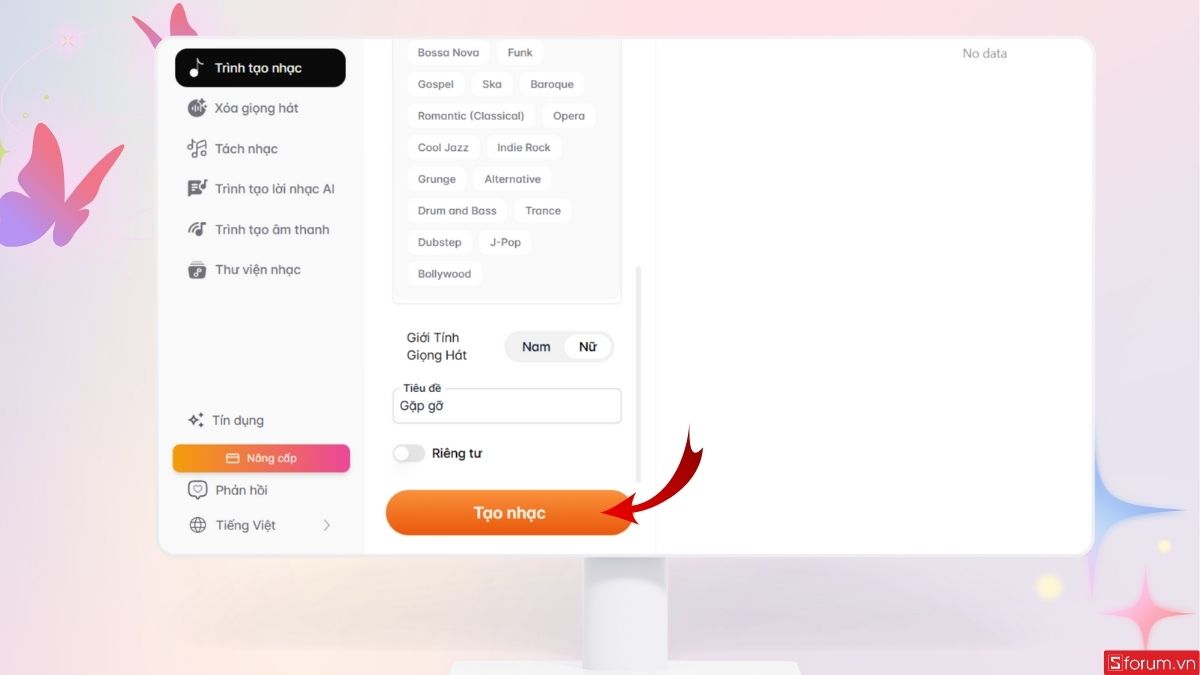 Nhấn tạo nhạc để bắt đầu