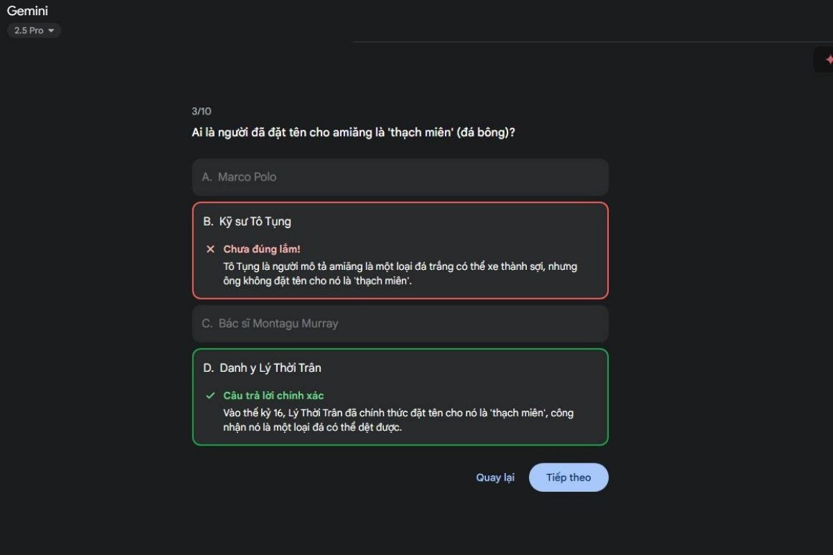 Gemini có thể tạo nhiều dạng câu hỏi khác nhau