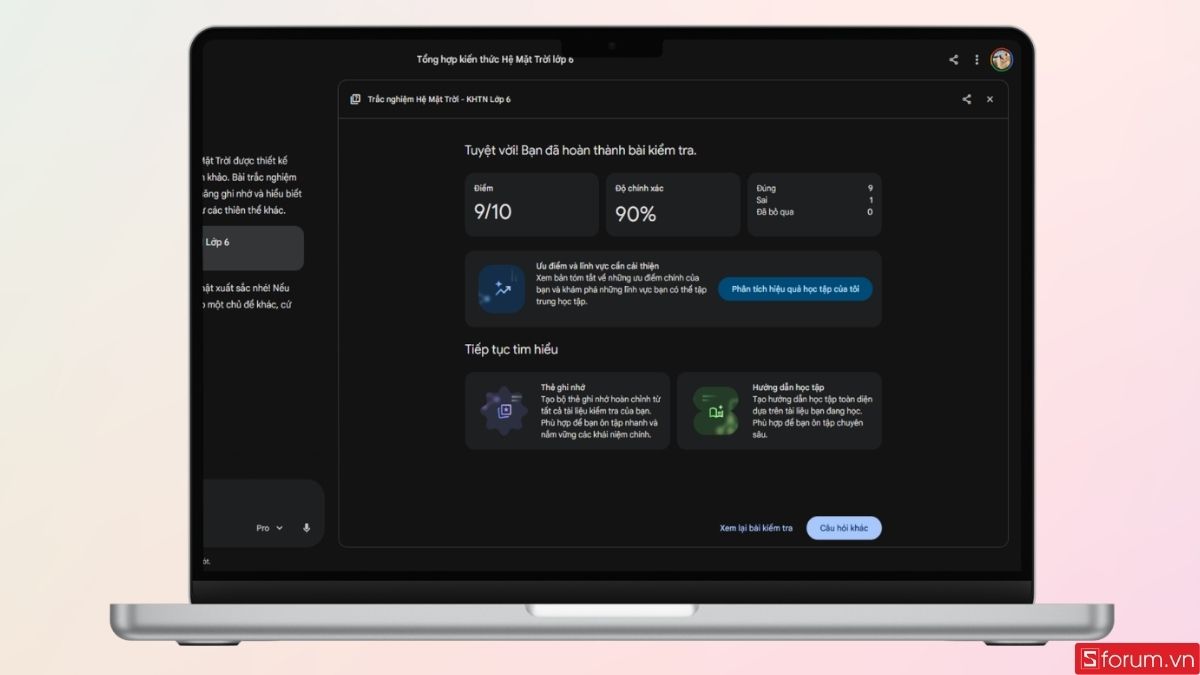 Sau khi hoàn tất, Gemini sẽ đánh giá bài kiểm tra của bạn