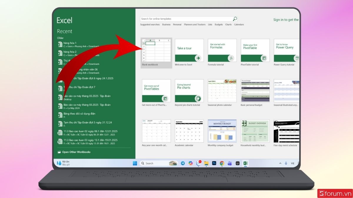 Tạo một file Excel mới